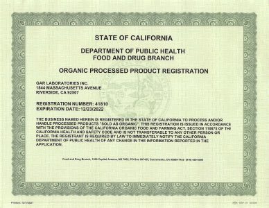 FDA-Organic-Registration,-GAR-Lab-(2022)